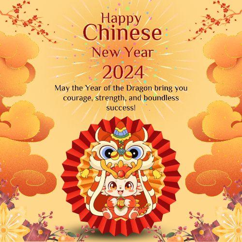 A beautifiul wish for CNY 2024 of the Wood Dragon 