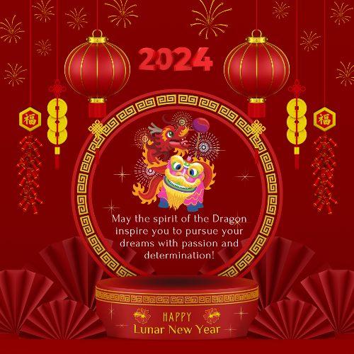 a beautiful CNY 2024 gretting  for the Year of the Wood Dragon